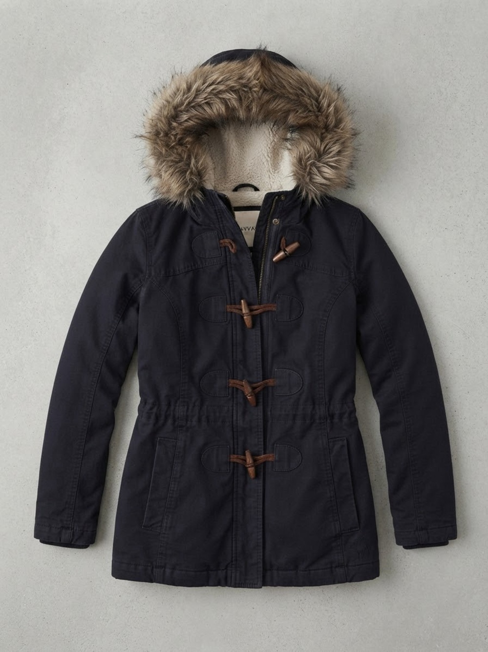 Abercrombie & Fitch Y2K Navy Fur Hood Coat